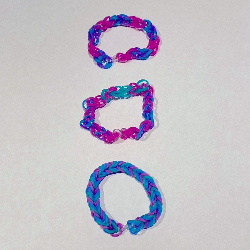Hand Crafted Bracelets Set of 3 Rubber Band Bracelets